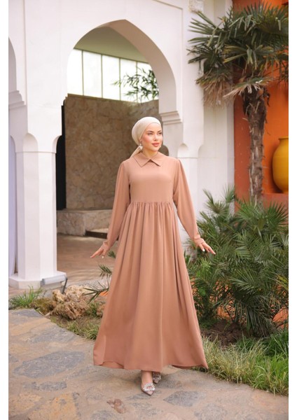 Ankanoor Yakalı Pelerinli Elbise ANKA255084 fiyatları