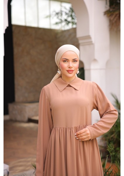 Ankanoor Yakalı Pelerinli Elbise ANKA255084 modelleri