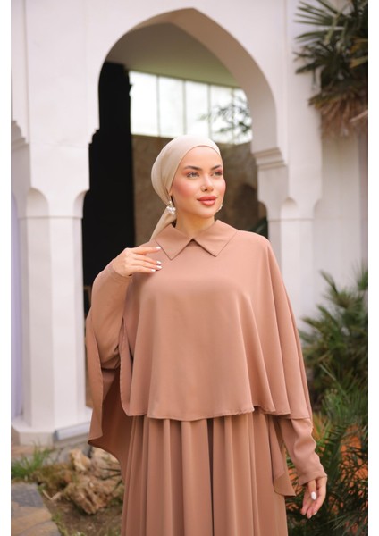 Ankanoor Yakalı Pelerinli Elbise ANKA255084 indirimleri