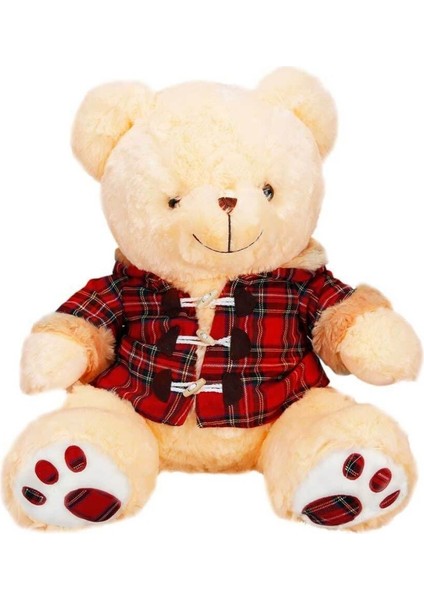 1510 Ekose Elbiseli Peluş Ayı 45 cm -Nessiworldman