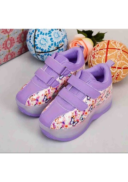 Mor Kelebek Detaylı Acılır Kapanır Paten Ayakkabı modelleri