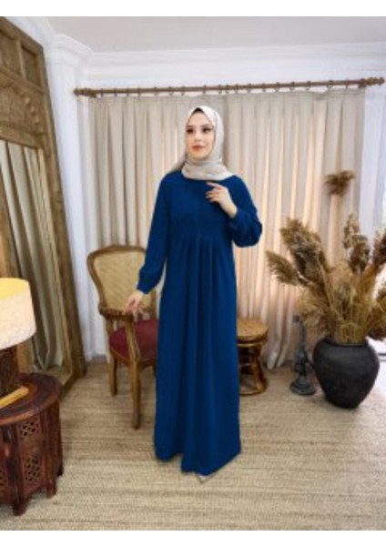 Ankanoor Lacivert Yarım Pat Düğmeli Örme Elbise ANKA258064