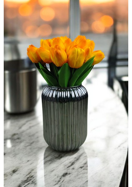 Yapay Çiçek Islak Lale Turuncu Renk 10 ' Lu Dizayn modelleri