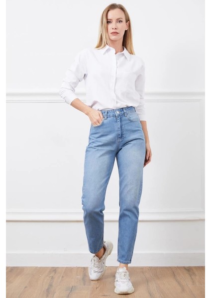 Yüksek Bel Mom Jean Pantolon