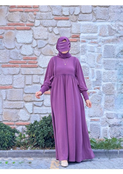 Ankanoor Yandan Bağlamalı Dantelli Örme Elbise ANKA255105