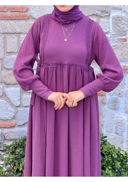 Ankanoor Yandan Bağlamalı Dantelli Örme Elbise ANKA255105 fiyatları