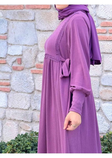 Ankanoor Yandan Bağlamalı Dantelli Örme Elbise ANKA255105 modelleri