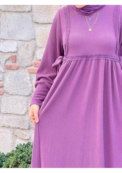 Ankanoor Yandan Bağlamalı Dantelli Örme Elbise ANKA255105 indirimleri