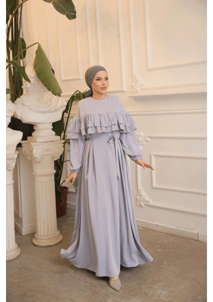 Ankanoor Çift Fırfırlı Salaş Elbise ANKA255068