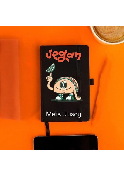 Kişiye Özel Vegan Temalı Deri Kapaklı Not Defteri – Isme Özel Tasarım