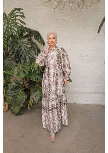 Gömlek Yaka Eteği Sulu Saten Elbise