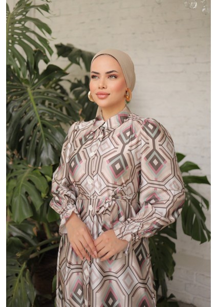 Gömlek Yaka Eteği Sulu Saten Elbise modelleri