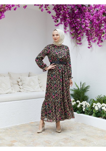 Eteği Büzgülü Rahat Kesim Şifon Elbise modelleri