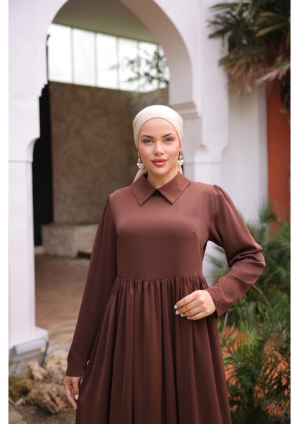 Ankanoor Yakalı Pelerinli Elbise ANKA255084 modelleri