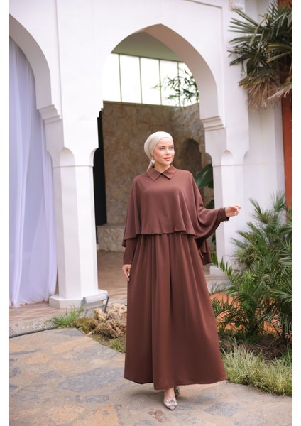 Ankanoor Yakalı Pelerinli Elbise ANKA255084 fırsatları