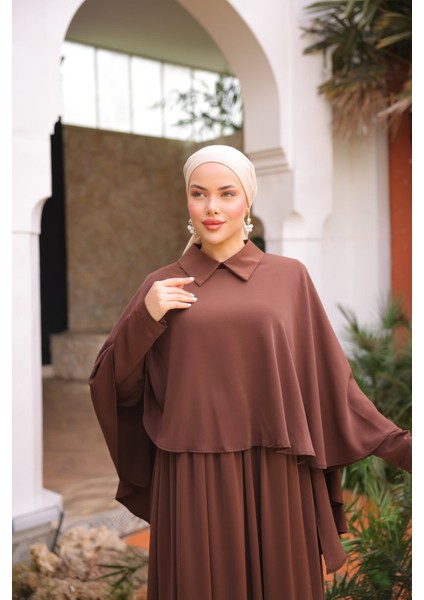 Ankanoor Yakalı Pelerinli Elbise ANKA255084 indirimleri