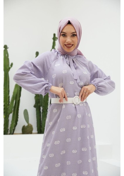 Ankanoor Pötikare Reglan Kol Nakışlı Elbise ANKA251406 fiyatları