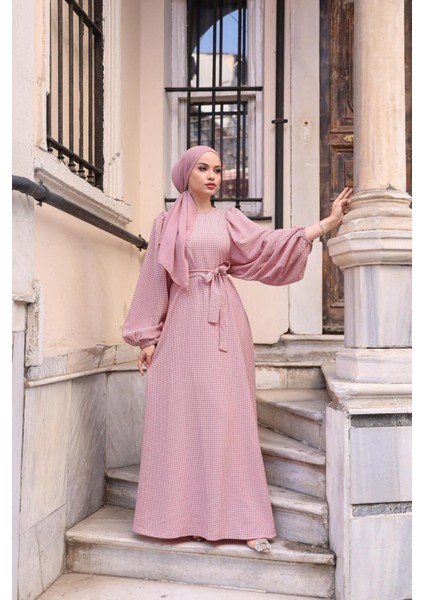 Ankanoor Balon Kol Pötikareli Jakar Elbise ANKA251691