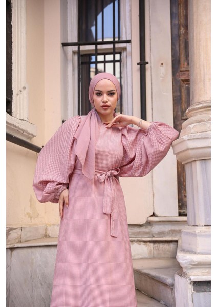 Ankanoor Balon Kol Pötikareli Jakar Elbise ANKA251691 fiyatları