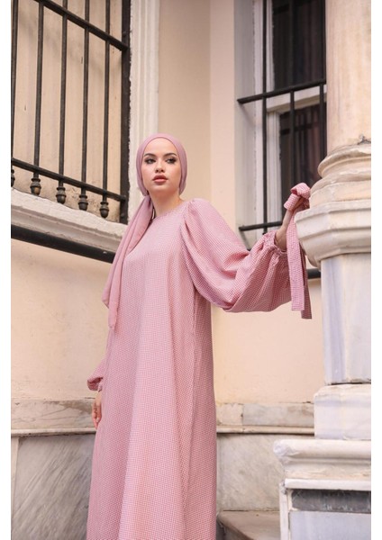 Ankanoor Balon Kol Pötikareli Jakar Elbise ANKA251691 fırsatları