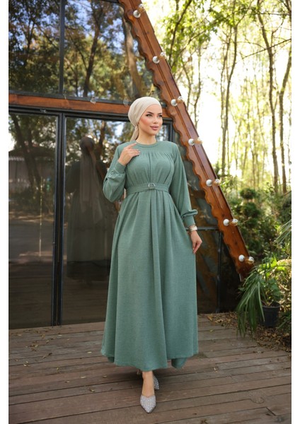 Ankanoor Robalı Tokalı Tesettür Elbise ANKA258027 modelleri