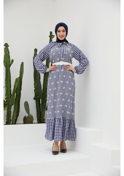 Ankanoor Pötikare Reglan Kol Nakışlı Elbise ANKA251406