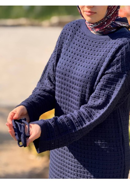 Ankanoor Uzun Kol Içlikli File Triko Elbise ANKA252005