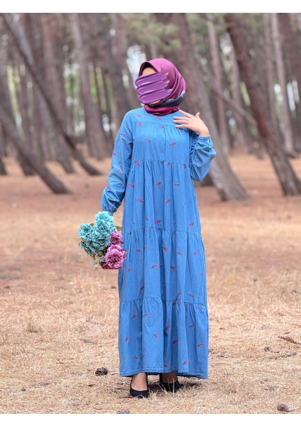 Ankanoor Çiçek Nakışlı Kot Elbise ANKA251896 fiyatları