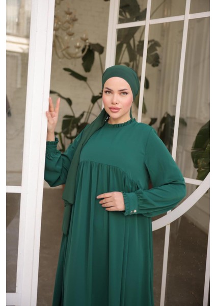 Ankanoor Zümrüt Fırfırlı Robalı Elbise ANKA255062 fırsatları