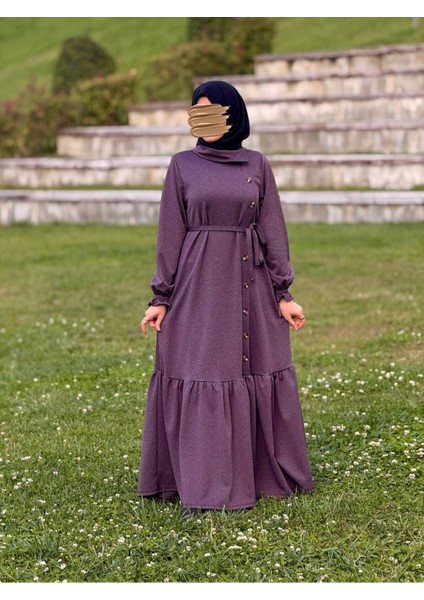 Ankanoor Anvelop Yandan Düğmeli Örme Elbise ANKA255113