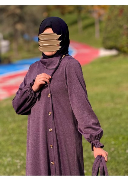 Ankanoor Anvelop Yandan Düğmeli Örme Elbise ANKA255113