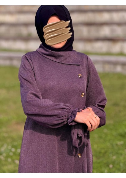 Ankanoor Anvelop Yandan Düğmeli Örme Elbise ANKA255113