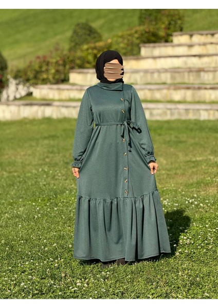 Ankanoor Anvelop Yandan Düğmeli Örme Elbise ANKA255113