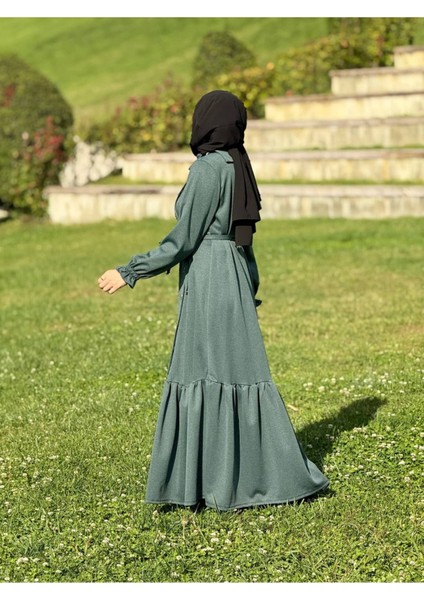 Ankanoor Anvelop Yandan Düğmeli Örme Elbise ANKA255113