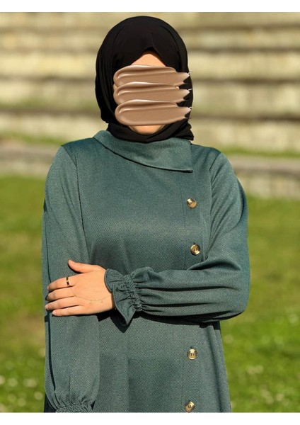 Ankanoor Anvelop Yandan Düğmeli Örme Elbise ANKA255113