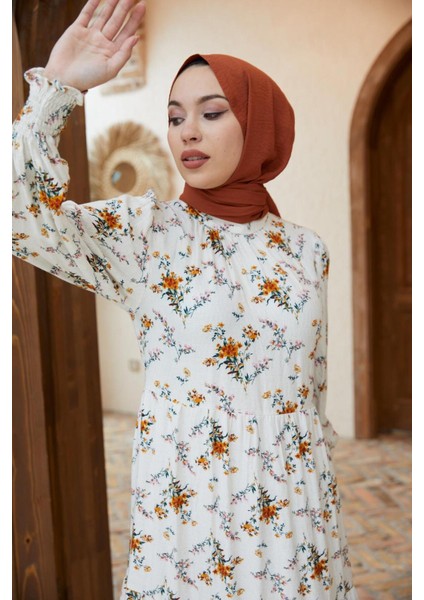 Ankanoor Hakim Yaka Çingene Model Keten Elbise ANKA251400 fırsatları