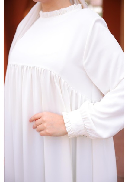 Ankanoor Ekru Fırfırlı Robalı Elbise ANKA255062 fiyatları