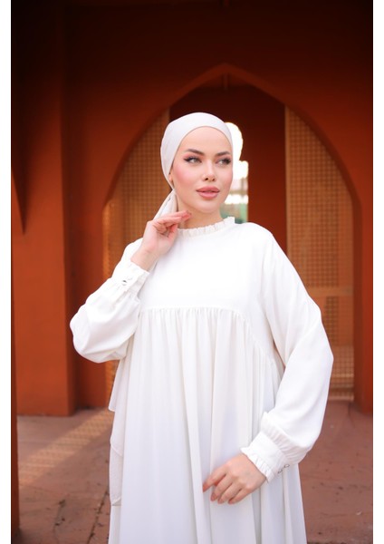 Ankanoor Ekru Fırfırlı Robalı Elbise ANKA255062 modelleri