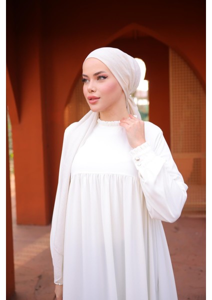 Ankanoor Ekru Fırfırlı Robalı Elbise ANKA255062 fırsatları
