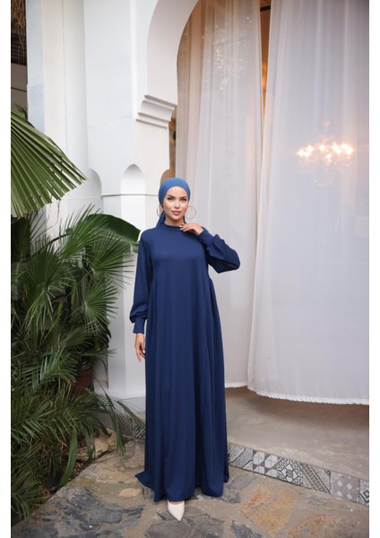 Ankanoor Lacivert Yandan Büzgülü Örme Elbise ANKA258063