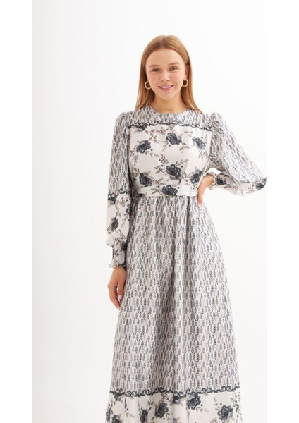 Eteği Sulu Çiçek Desen Saten Elbise fiyatları