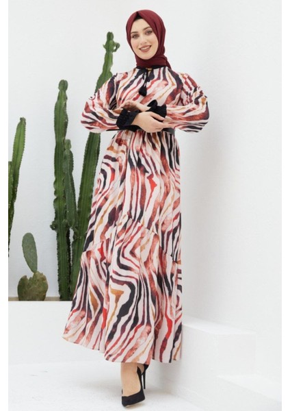 Ankanoor Kobe Krep Püskül Detaylı Kemerli Elbise ANKA251404 modelleri