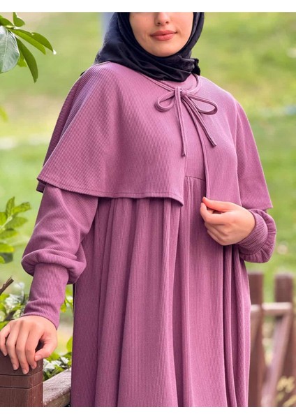 Ankanoor Pelerinli Örme Elbise ANKA255108