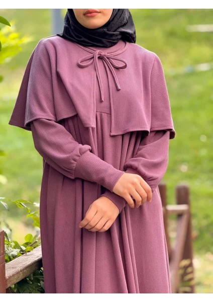 Ankanoor Pelerinli Örme Elbise ANKA255108