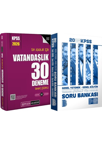 2026 Kpss Tüm Dersler Tamamı Çözümlü Soru Bankası - 2026 Kpss Vatandaşlık 30 Deneme Çözümlü