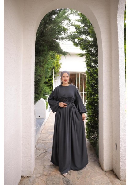 Ankanoor Robalı Büzgülü Oversize Elbise ANKA255093