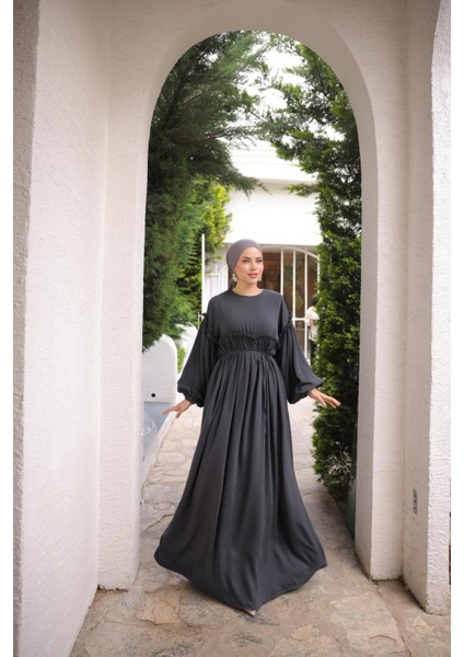 Ankanoor Robalı Büzgülü Oversize Elbise ANKA255093