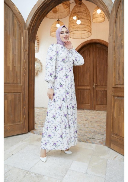 Ankanoor Hakim Yaka Çingene Model Keten Elbise ANKA251400 modelleri