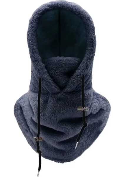 Gerçek Peluş Rüzgar Soğuk Geçirmez Şapka Bere Kapüşon Boyunluk Karbaşlığı