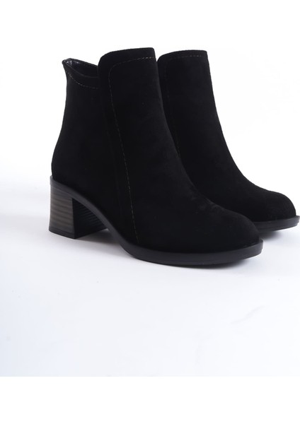 New Larissa Kısa Topuklu Siyah Süet Kadın Bot fırsatları